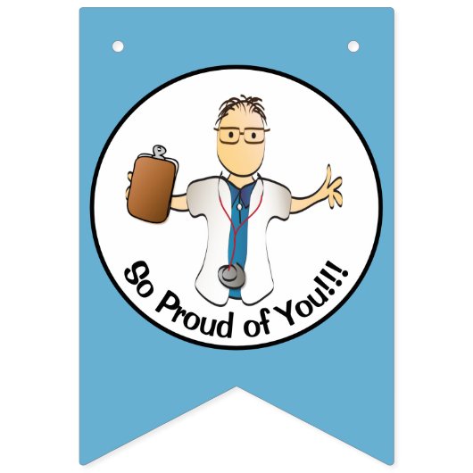 Ärztin Medizinischer Abschluss männlicher Cartoon Wimpelkette (Dritte Fahne)