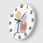 Ärztin mit älterer Patientin Große Wanduhr (Winkel)