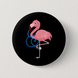 Ärztin Nurse Pädiatrie Flamingo Button