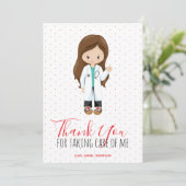 Ärztin Rote Typografie Polka Dot Dankeskarte (Stehend Vorderseite)
