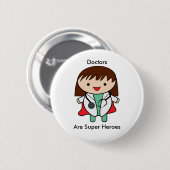 Ärztin Super Hero Frau personalisieren Button (Vorne & Hinten)