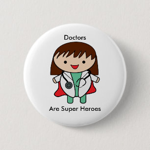 Ärztin Super Hero Frau personalisieren Button