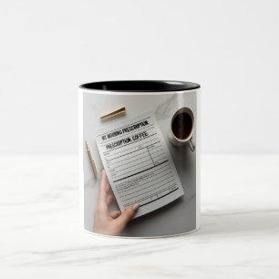 Ärztliche Anweisung: Täglich Kaffee Zweifarbige Tasse