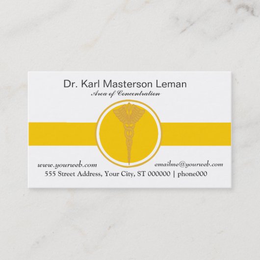 Ärztliche Ärzte Ernennung Golden Caduceus Terminkarte (Vorderseite)