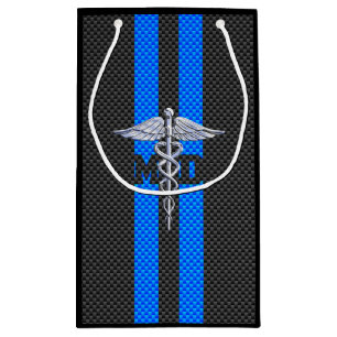 Ärztliche Ärztin MD Caduceus an blauen Streifen Kleine Geschenktüte