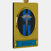Ärztliche Ärztin MD Caduceus auf Carbon Fibre Deco Banner-Ornament Gold (Rechts)