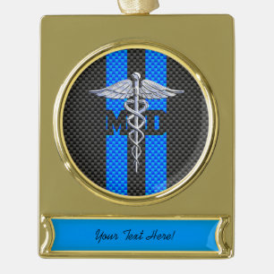 Ärztliche Ärztin MD Caduceus auf Carbon Fibre Deco Banner-Ornament Gold