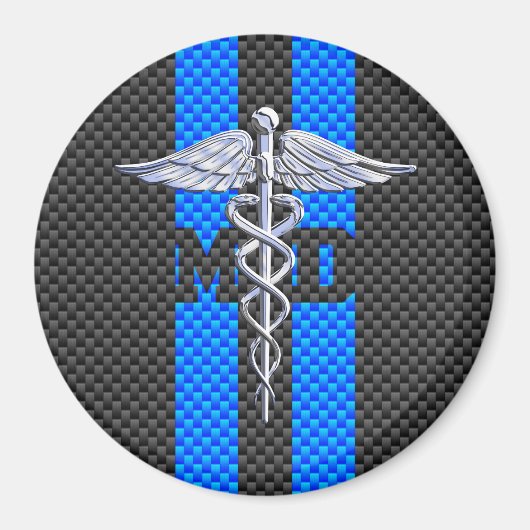 Ärztliche Ärztin MD Caduceus auf Carbon Fibre Deco Magnet (Vorne)