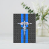 Ärztliche Ärztin MD Caduceus auf Carbon Fibre Deco Postkarte (Stehend Vorderseite)