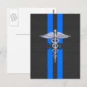 Ärztliche Ärztin MD Caduceus auf Carbon Fibre Deco Postkarte (Vorne/Hinten)