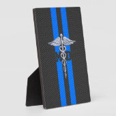 Ärztliche Ärztin MD Caduceus auf Carbon Fibre Prin Fotoplatte (Seite)