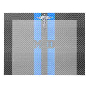 Ärztliche Ärztin MD Caduceus auf Carbon Fibre Prin Notizblock