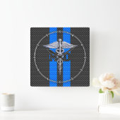 Ärztliche Ärztin MD Kadukeus Karbon Faserstreifen Quadratische Wanduhr (Zuhause)