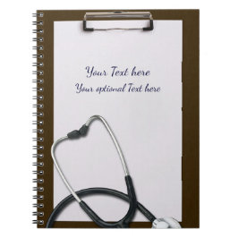 Ärztliche Braunwand-Zwischenablage mit Stethoskop Notizblock