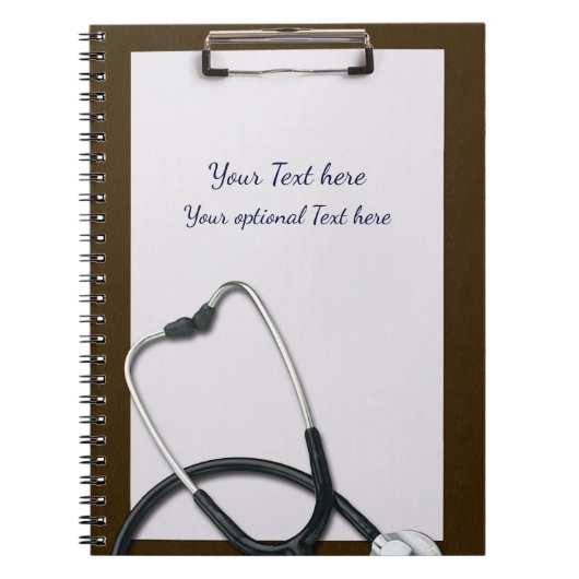 Ärztliche Braunwand-Zwischenablage mit Stethoskop Notizblock (Vorderseite)