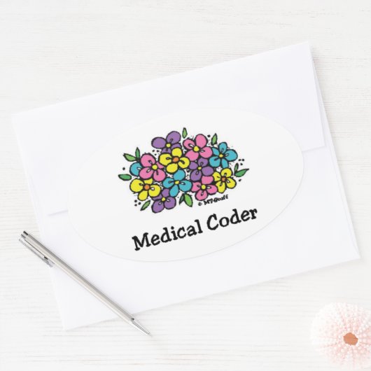 Ärztliche Coder Blooms2 Ovaler Aufkleber (Umschlag)