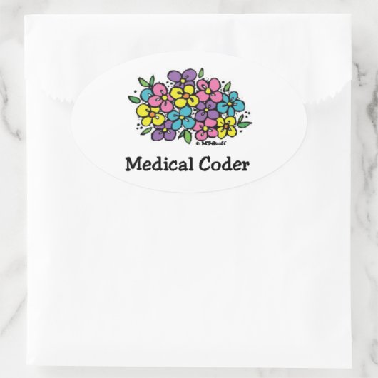 Ärztliche Coder Blooms2 Ovaler Aufkleber (Tasche)