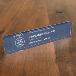 Ärztliche Gesundheitsklinik Ärzte für Logo Navy Namensplakette