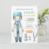 Ärztliche Kindergeburtstag Party Einladung (Stehend Vorderseite)