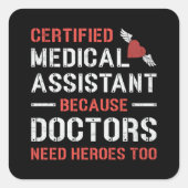 Ärztliche Krankenpflegeärztin Quadratischer Aufkleber (Vorderseite)