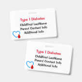 Ärztliche Notdiabetes-Bewusstsein Ausweis (Vorder- & Rückseite)