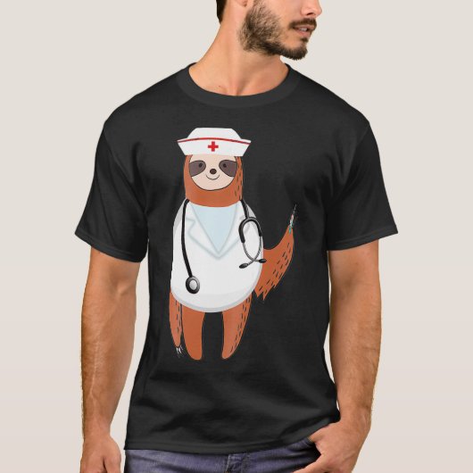 Ärztliche Scrub Top-Krankenschwestern, die Sloth-G T-Shirt (Vorderseite)