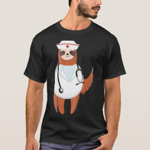 Ärztliche Scrub Top-Krankenschwestern, die Sloth- T-Shirt