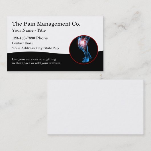 Ärztliche Stelle für Schmerzbekämpfung Visitenkarte (Vorne/Hinten)