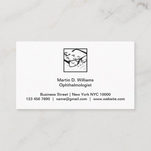 Ärztliche Visitenkarten des Augenarztes Visitenkarte (Vorderseite)