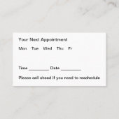 Ärztliche Visitenkarten Visitenkarte (Rückseite)