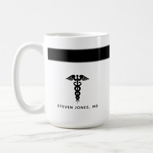 Ärztlicher Abschluss Arzt Schwarz-weißer Name Kaffeetasse (Links)