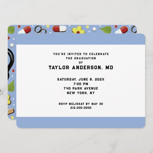 Ärztlicher Abschluss Einladung (Vorne/Hinten)