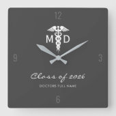 Ärztlicher Abschluss für Custom Doctor Quadratische Wanduhr (Vorderseite)