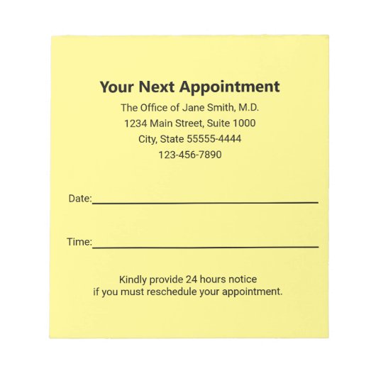 Ärztlicher Arzt Ihre nächste Erinnerung Notizblock (Vorderseite)