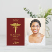 Ärztlicher Arzt MD RN Nurse Abschluss RED Foto Einladung (Stehend Vorderseite)
