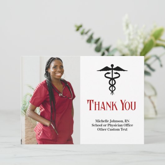 Ärztlicher Arzt oder Krankenpfleger Foto Dankeskarte (Stehend Vorderseite)