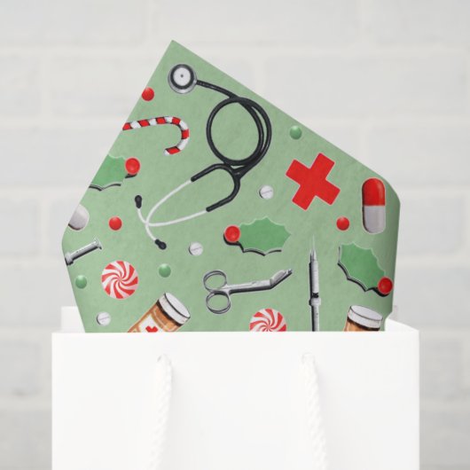 Ärztlicher Arzt oder Krankenpfleger Weihnachtsgesc Seidenpapier (Geschenktüte)