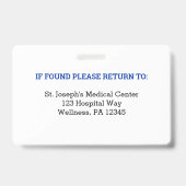 Ärztlicher Doktor Krankenschwester Mitarbeiter Fot Ausweis (Back)