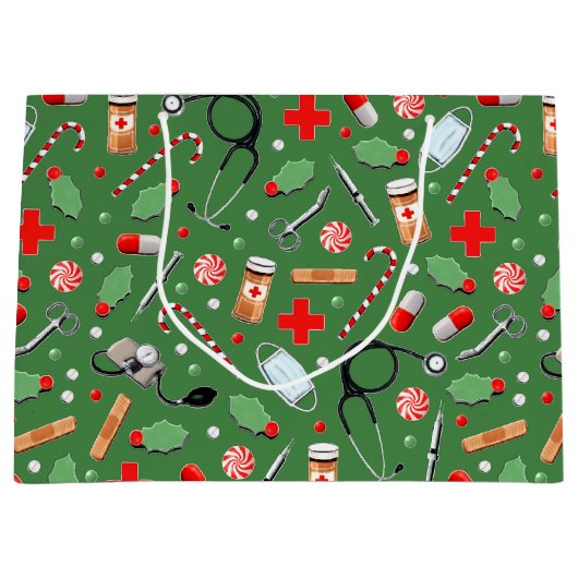 Ärztlicher Weihnachtsmann oder Krankenpfleger Große Geschenktüte (Vorderseite)