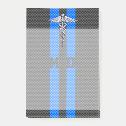 ArztMD Caduceus auf Kohlenstoff-Faser-Art Post-it Klebezettel (Vorderseite)