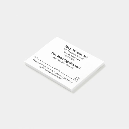 Arztpraxis Erinnerung an Ihren nächsten Termin Post-it Klebezettel (angewinkelt)