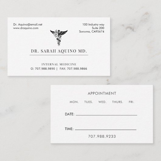 Arztpraxis und Ernennung Visitenkarte (Vorne/Hinten)