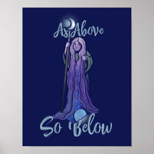 As Above so Below Crone Moon Goddess Pagan Art Poster (Vorne)