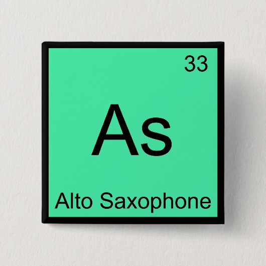 As - Alto Saxophone Funny Chemistry Element Symbol Button (Vorderseite)