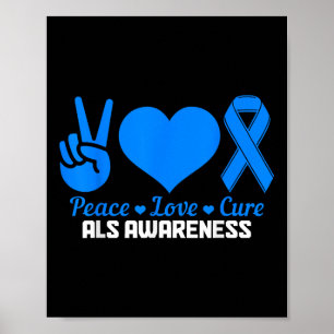 As Awareness Montag Peace Liebe Cure Blue Ribbon Poster