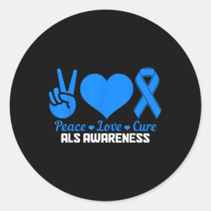 As Awareness Montag Peace Liebe Cure Blue Ribbon Runder Aufkleber