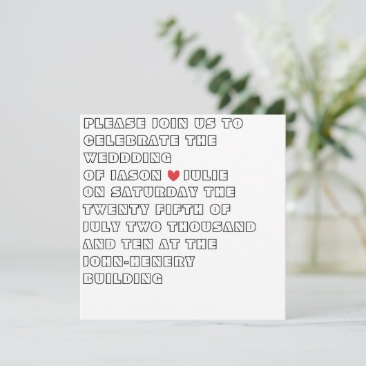 As Einladung (Stehend Vorderseite)