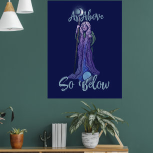 "As Oove so Under" Krone Moon Goddess Pagan Art Poster