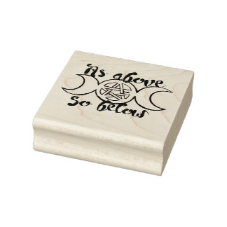 "As Oove So Under" Triple Moon Pentagram Pagan Gummistempel