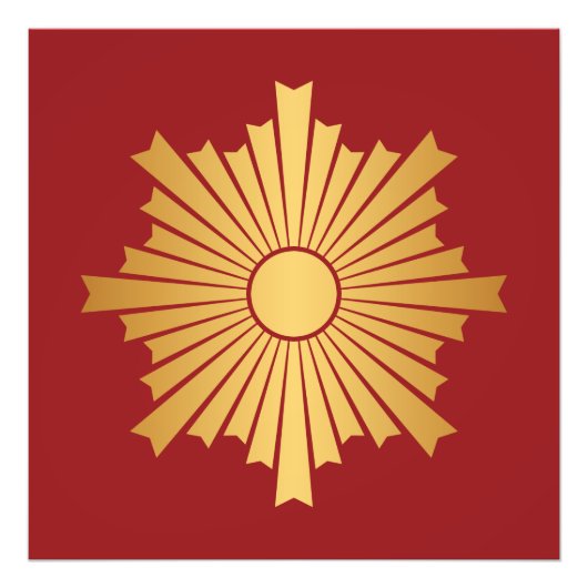 Asahiko Kamon Japanisches Familienwappen Gold auf Fotodruck (Vorne)